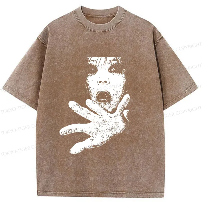 Tokyo-Tiger Scary Ghost Washed T-Shirt