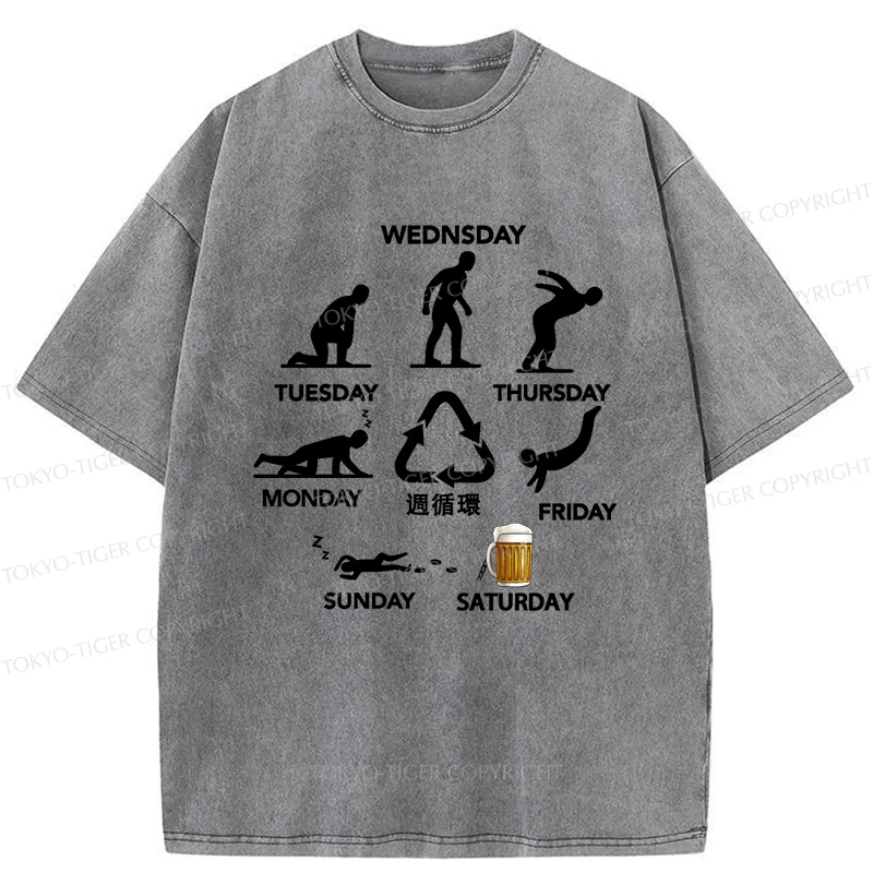 Tokyo-Tiger One Week Cycle Washed T-Shirt
