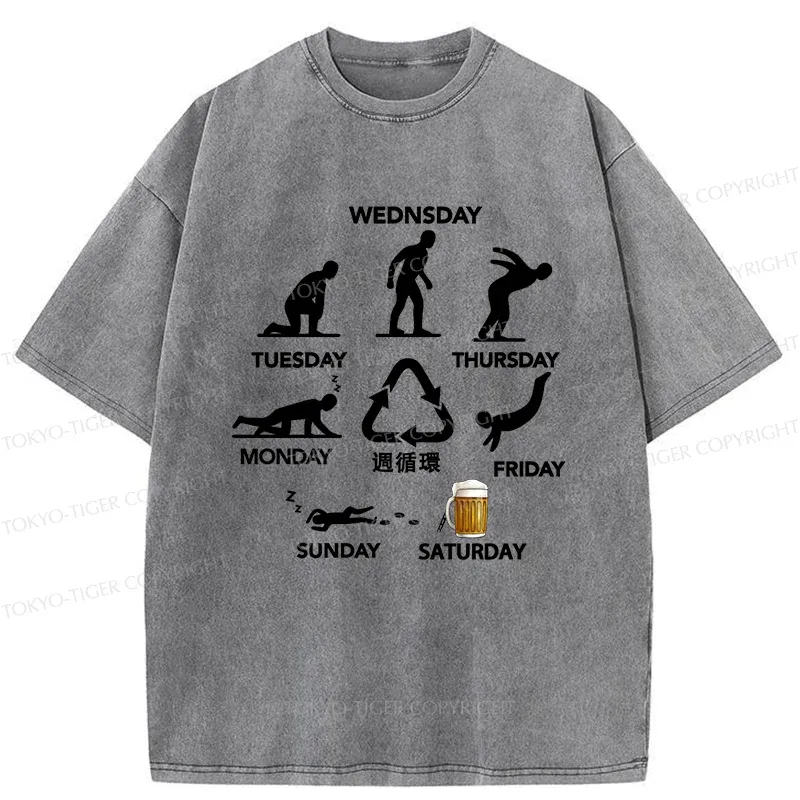 Tokyo-Tiger One Week Cycle Washed T-Shirt