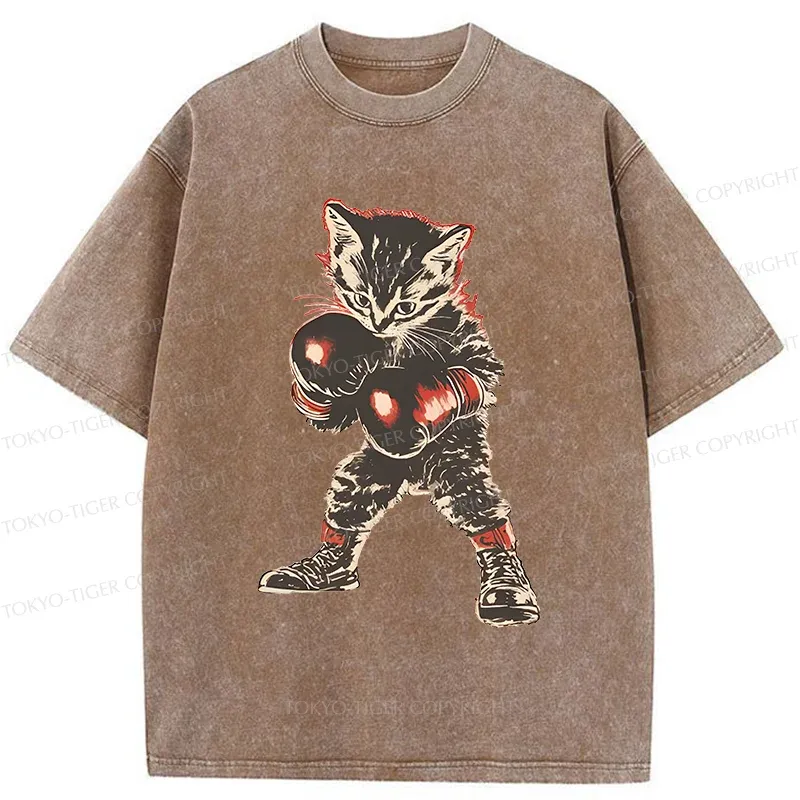 Tokyo-Tiger Boxing Kitten Washed T-Shirt