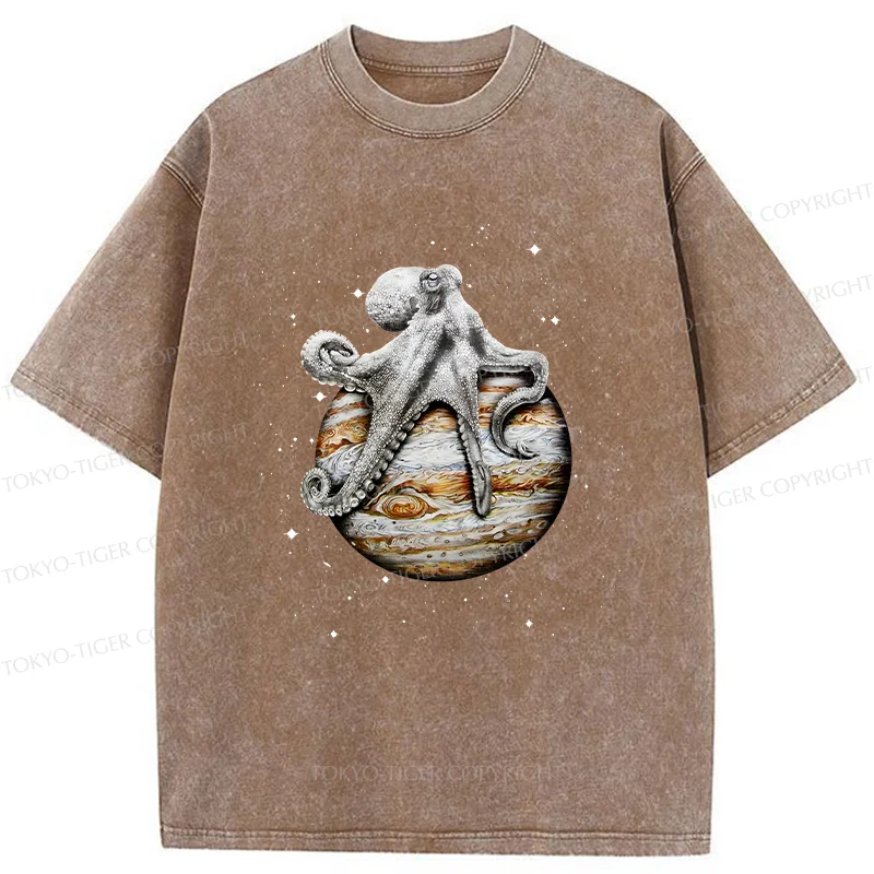 Tokyo-Tiger Octopus And The Planet Washed T-Shirt