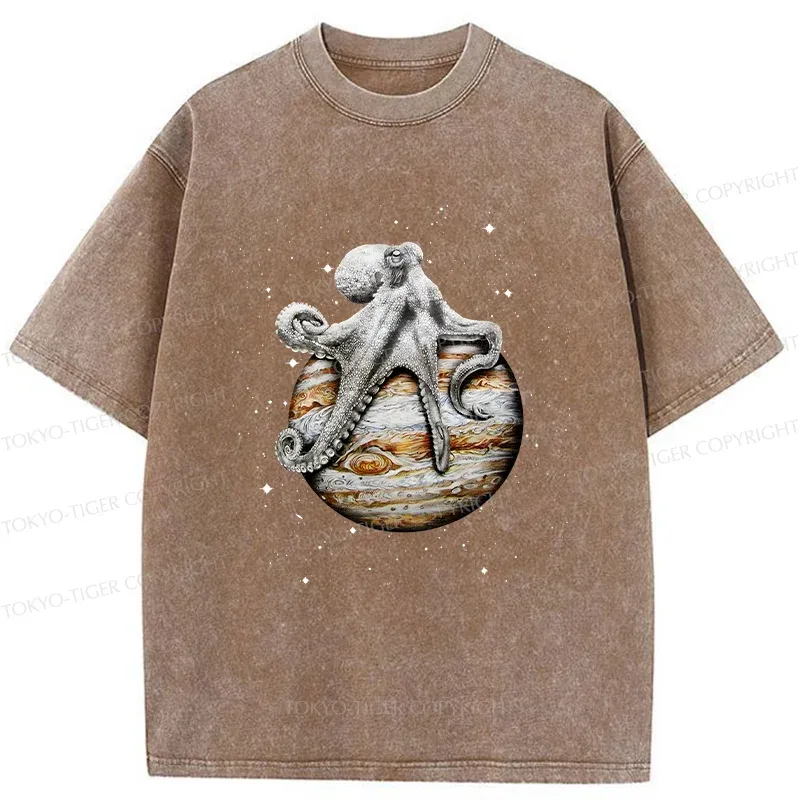 Tokyo-Tiger Octopus And The Planet Washed T-Shirt