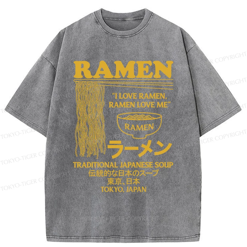 Tokyo-Tiger Retro Ramen Japan Washed T-Shirt