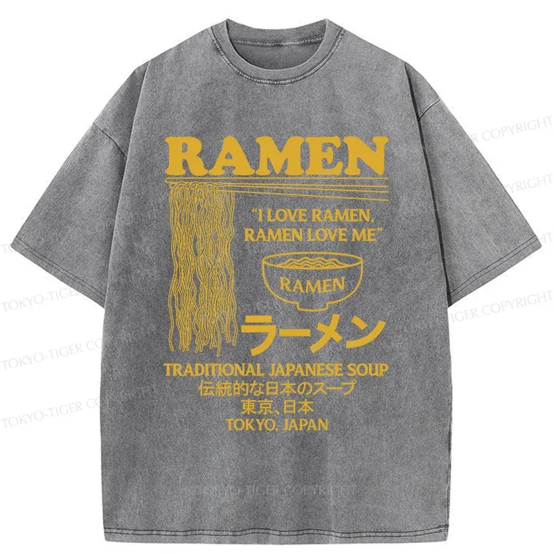 Tokyo-Tiger Retro Ramen Japan Washed T-Shirt