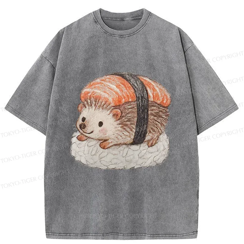 Tokyo-Tiger Hedgehog Sushi Washed T-Shirt