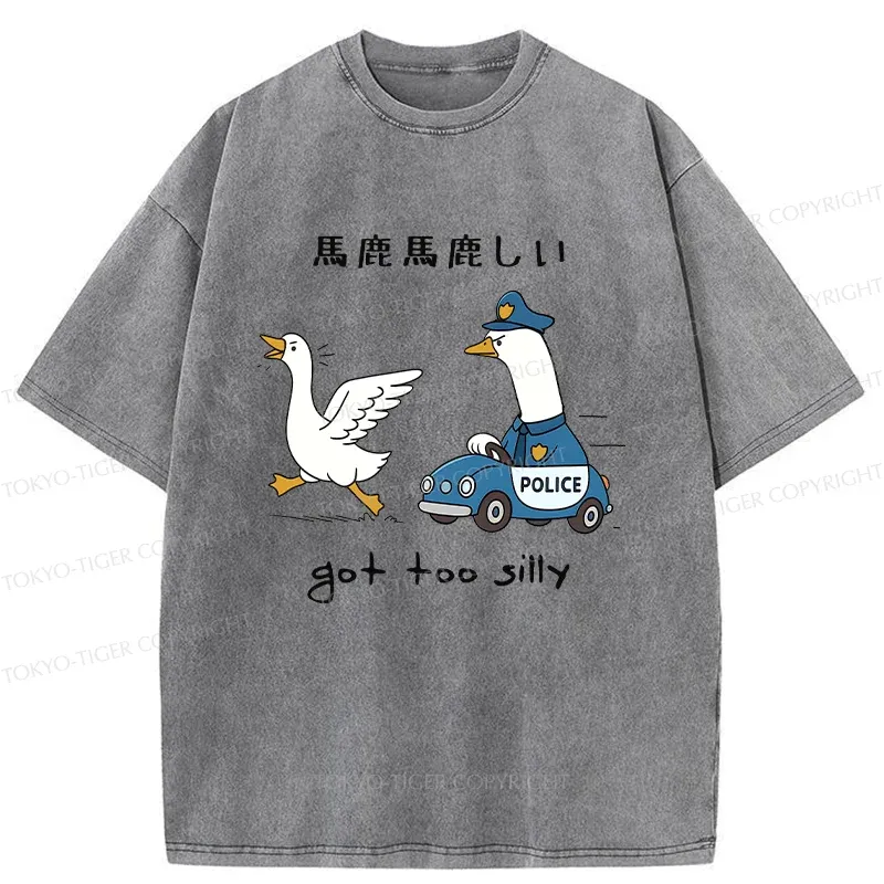 Tokyo-Tiger Stupid Geese Chasing Washed T-Shirt