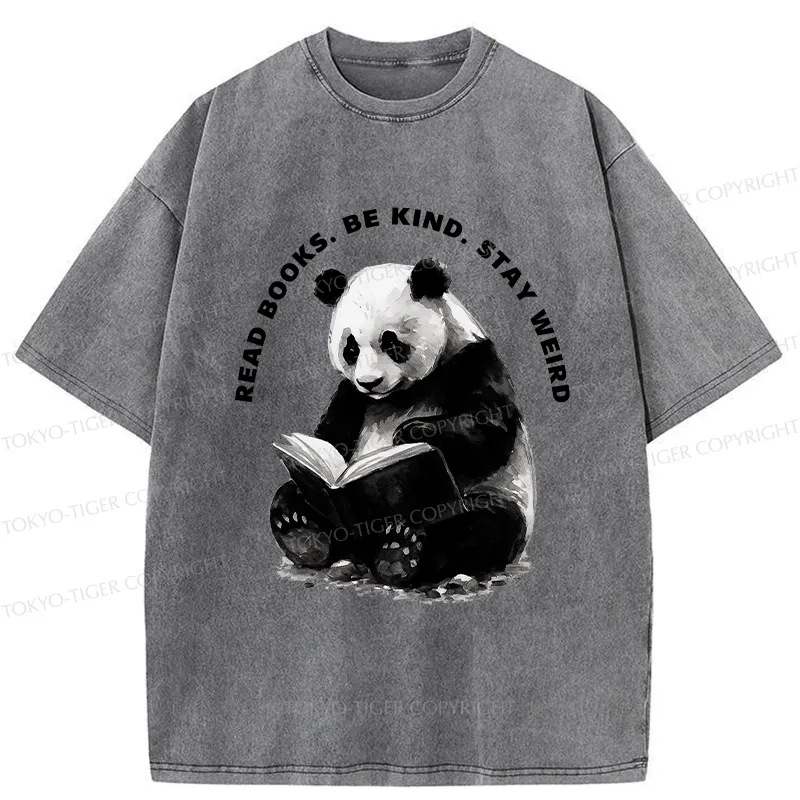 Tokyo-Tiger Read Books Be Kind Stay Weird Washed T-Shirt