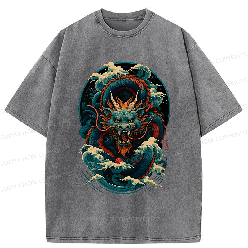 Tokyo-Tiger Dragon Of The Roaring Waves Washed T-Shirt