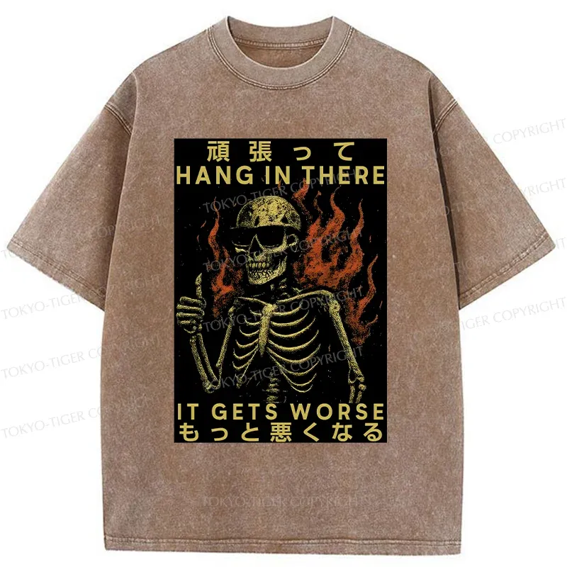 Tokyo-Tiger Skeletons Who Encourage Others Washed T-Shirt