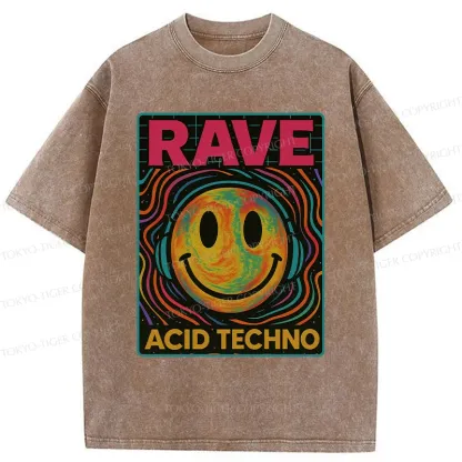 Tokyo-Tiger Rave Music Washed T-Shirt