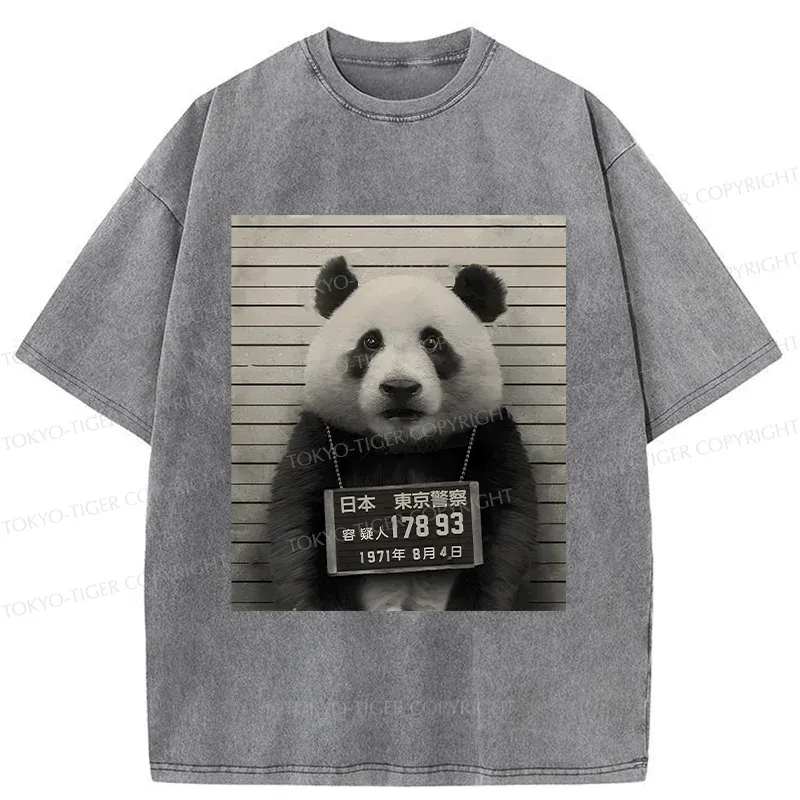 Tokyo-Tiger Arrested Panda Washed T-Shirt
