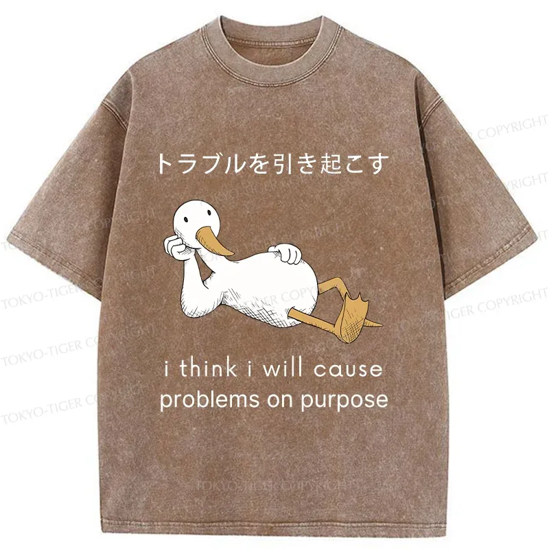 Tokyo-Tiger Goose Causing Trouble Washed T-Shirt