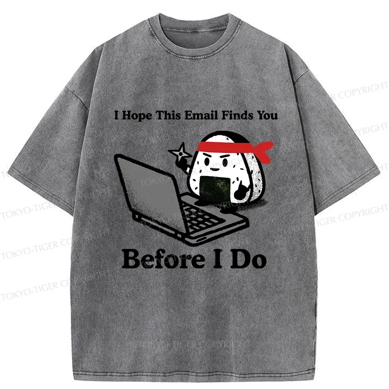 Tokyo-Tiger Ninja Rice Ball Funny Washed T-Shirt