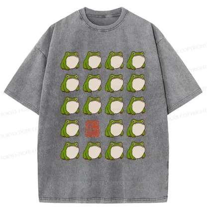Tokyo-Tiger Retro Japanese Frog Washed T-Shirt