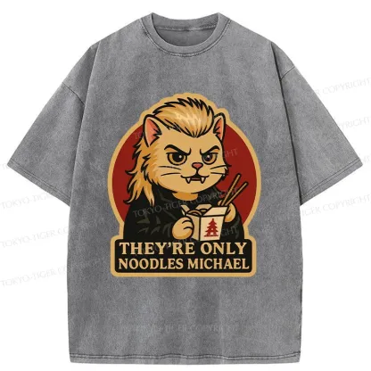 Tokyo-Tiger Vampire Eating Ramen Washed T-Shirt