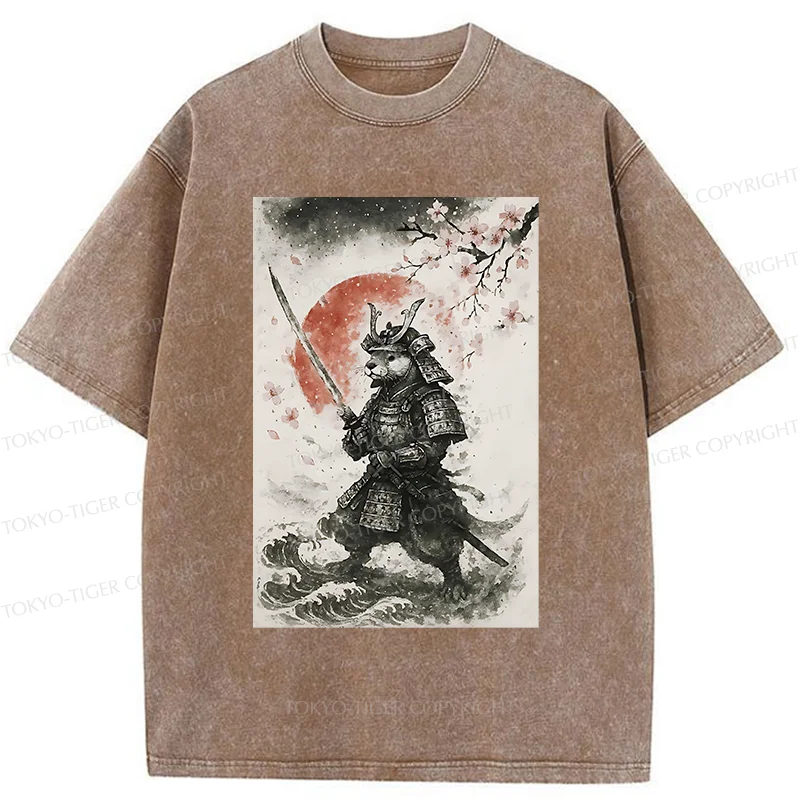 Tokyo-Tiger Otter Samurai Washed T-Shirt