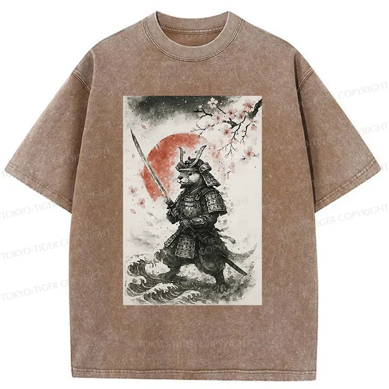 Tokyo-Tiger Otter Samurai Washed T-Shirt