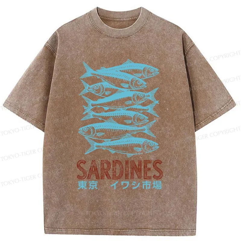Tokyo-Tiger Vintage Sardines Market Washed T-Shirt