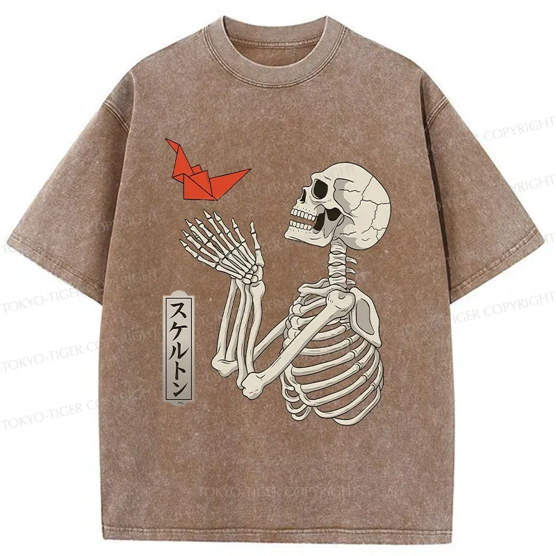 Tokyo-Tiger Flying Paper Cranes Washed T-Shirt