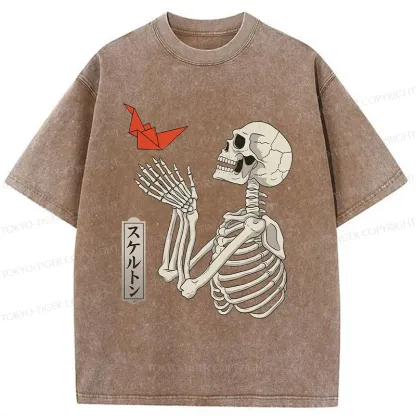 Tokyo-Tiger Flying Paper Cranes Washed T-Shirt