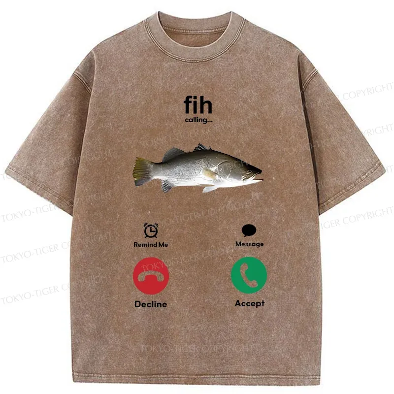 Tokyo-Tiger Fih Calling Washed T-Shirt