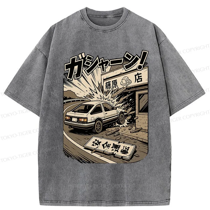 Tokyo-Tiger The Car That Collided Washed T-Shirt