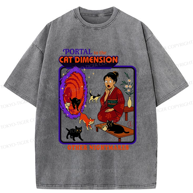 Tokyo-Tiger Portal To The Cat Dimension Washed T-Shirt