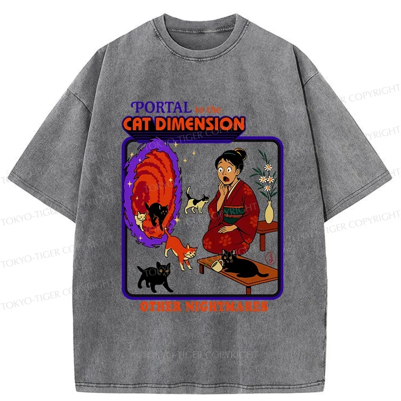 Tokyo-Tiger Portal To The Cat Dimension Washed T-Shirt