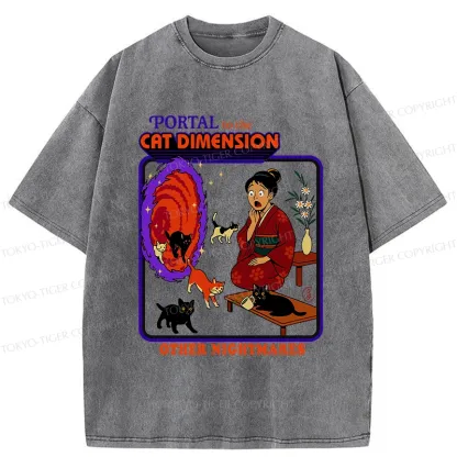 Tokyo-Tiger Portal To The Cat Dimension Washed T-Shirt