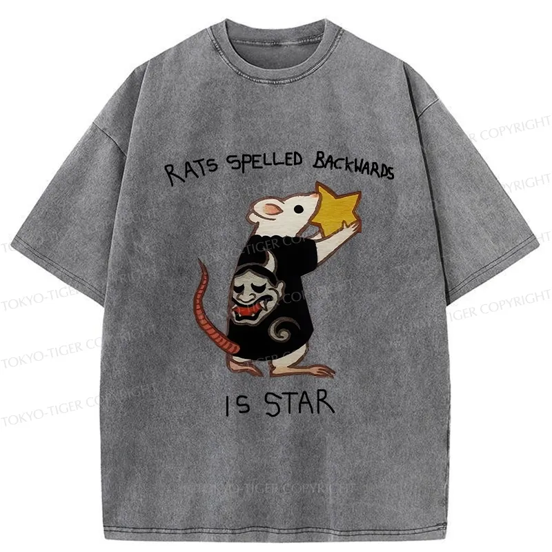 Tokyo-Tiger Rats Spelled Backwards Is Star Funny Washed T-Shirt