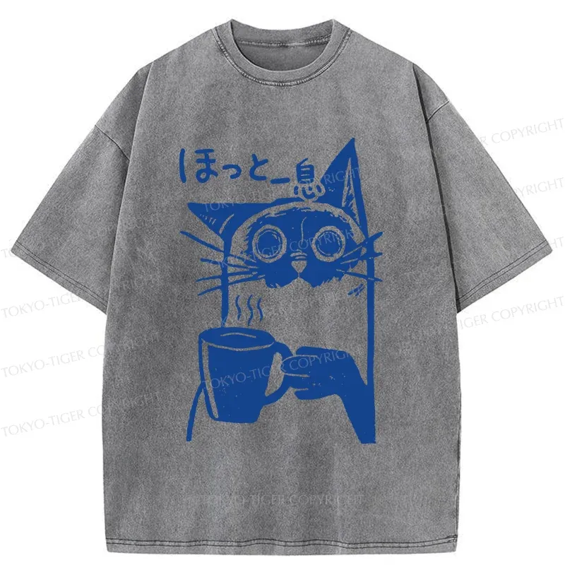 Tokyo-Tiger Resting Cat Washed T-Shirt