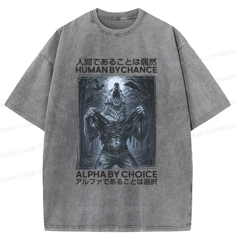 Tokyo-Tiger Howling Wolf Washed T-Shirt