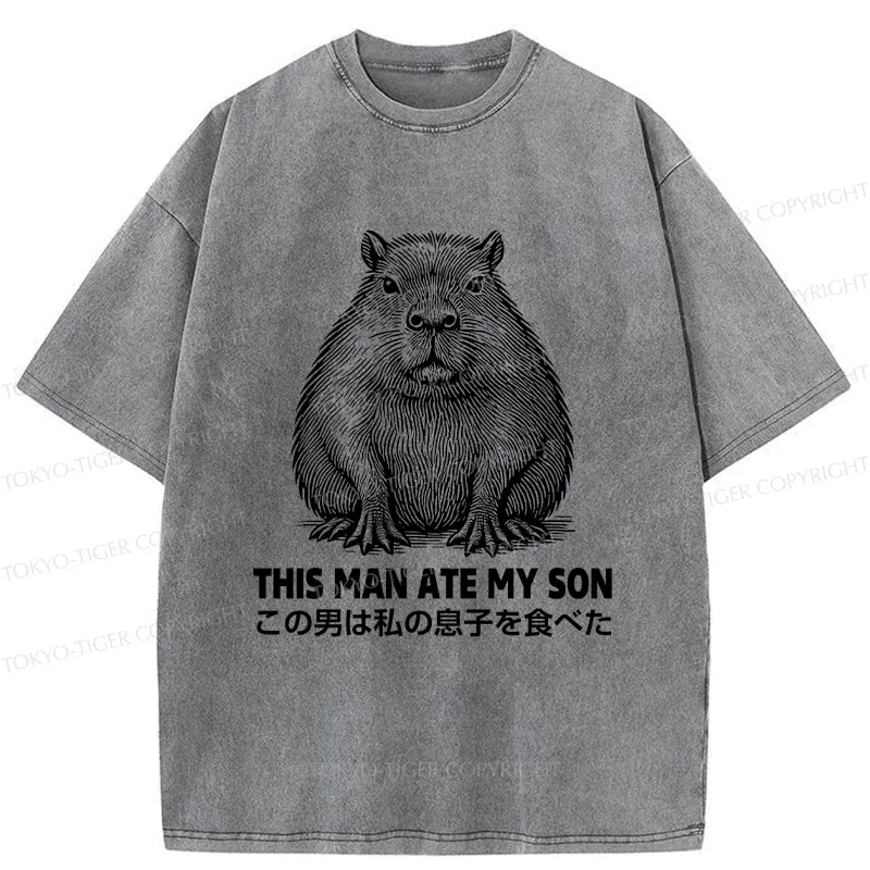 Tokyo-Tiger Sluggish Capybara Washed T-Shirt
