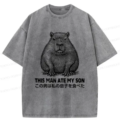Tokyo-Tiger Sluggish Capybara Washed T-Shirt