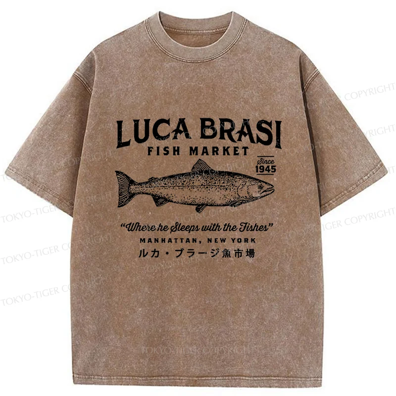 Tokyo-Tiger Funny Fish Market Washed T-Shirt
