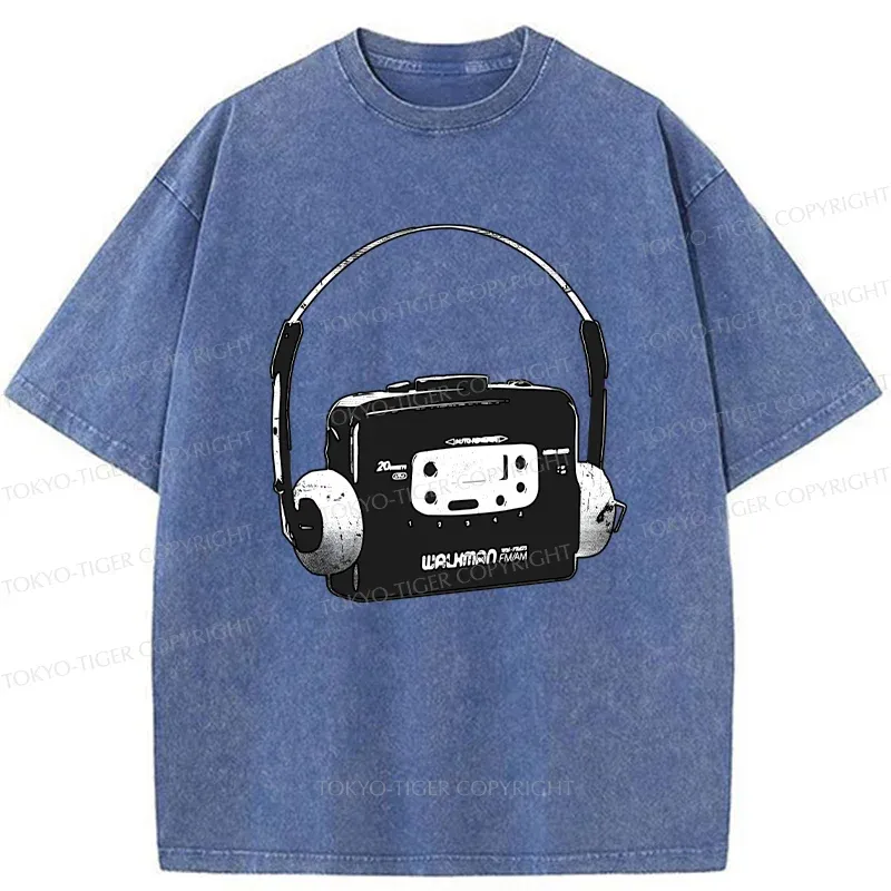Tokyo-Tiger Retro Walkman Washed T-Shirt