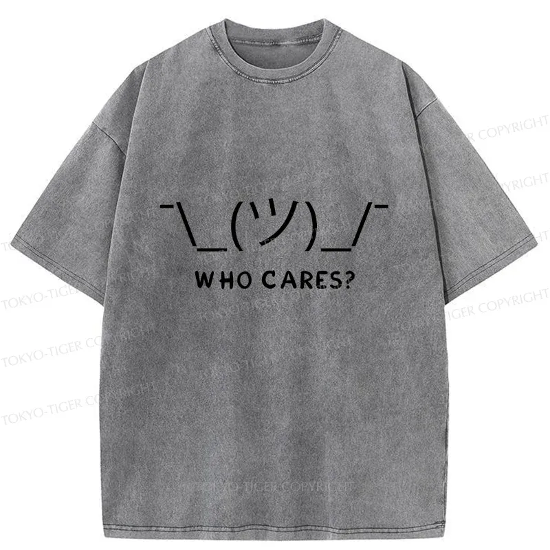 Tokyo-Tiger Text Emoticon Washed T-Shirt