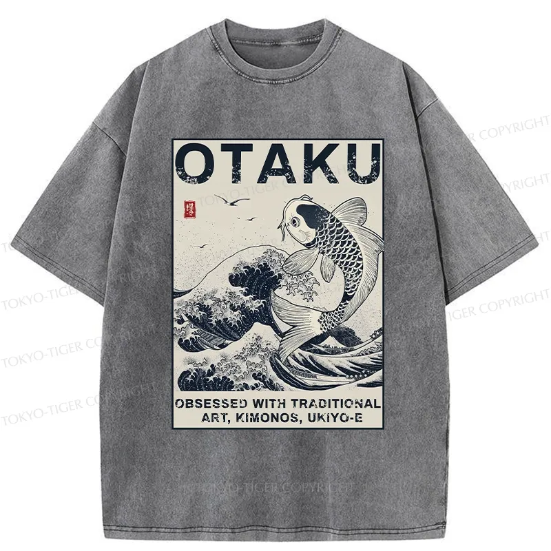 Tokyo-Tiger Otaku Traditional Ukiyo-E Washed T-Shirt