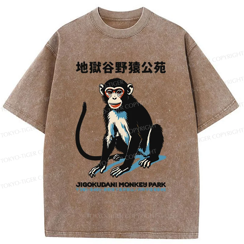 Tokyo-Tiger Japan Monkey Park Washed T-Shirt