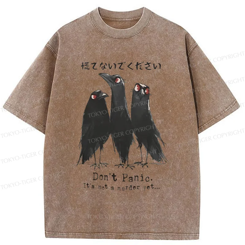 Tokyo-Tiger Funny Three Crows Washed T-Shirt