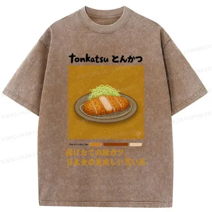 Tokyo-Tiger Delicious Fried Pork Cutlet Washed T-Shirt