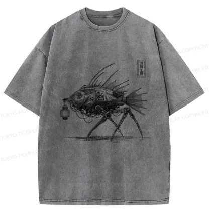 Tokyo-Tiger Mechanical Fish Washed T-Shirt
