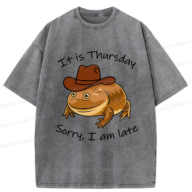 Tokyo-Tiger Funny Late Frog Washed T-Shirt