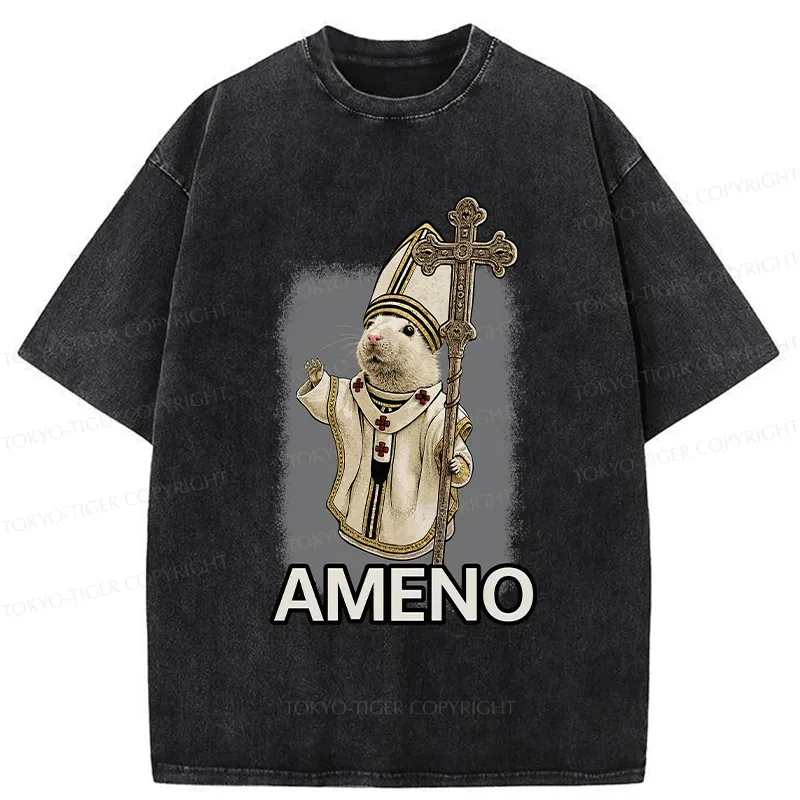 Tokyo-Tiger Papal Hamster Washed T-Shirt