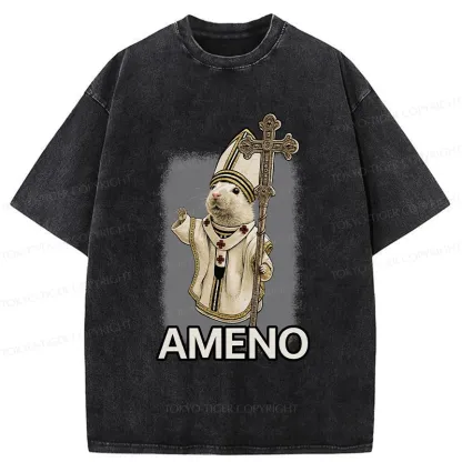 Tokyo-Tiger Papal Hamster Washed T-Shirt