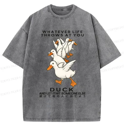 Tokyo-Tiger Funny Whatever Life Throws At You Washed T-Shirt