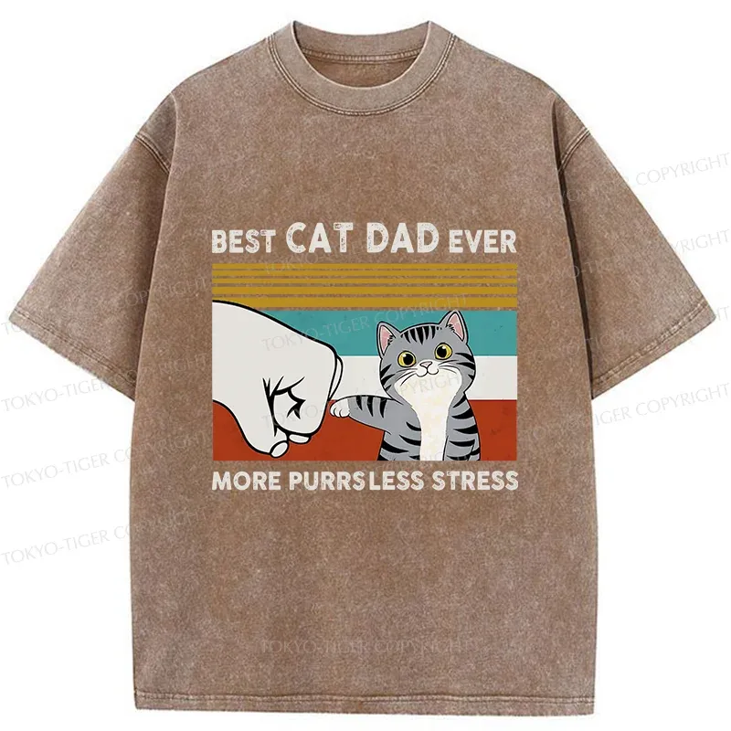 Tokyo-Tiger Funny Cat Dad Washed T-Shirt