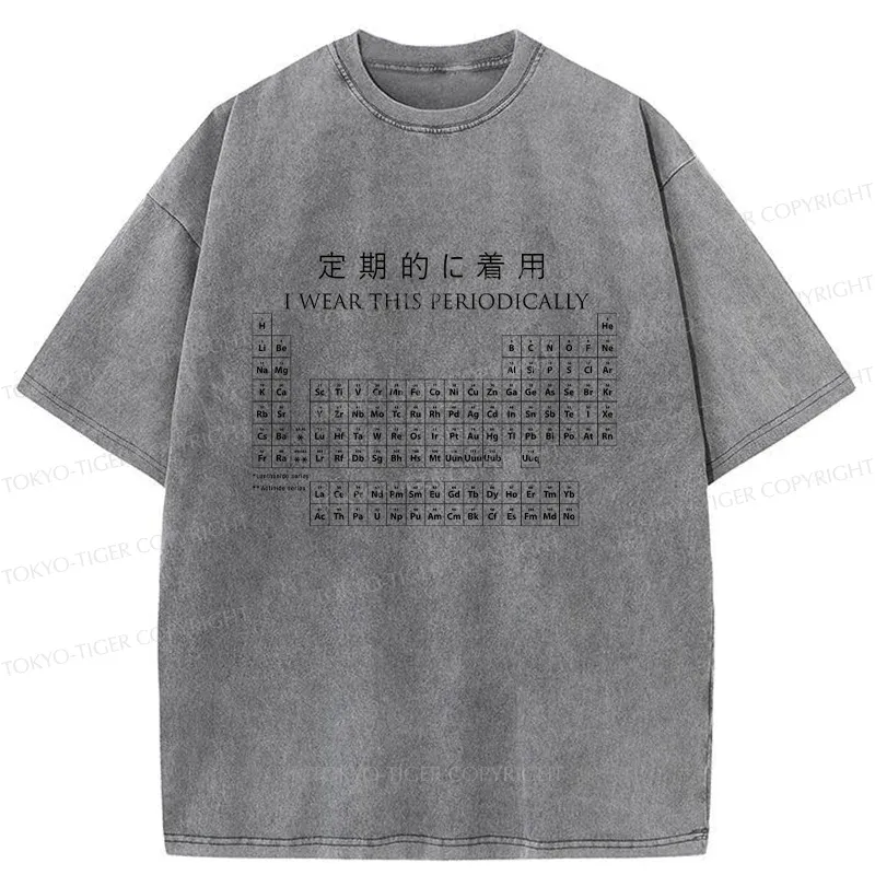 Tokyo-Tiger Interesting Periodic Table Washed T-Shirt