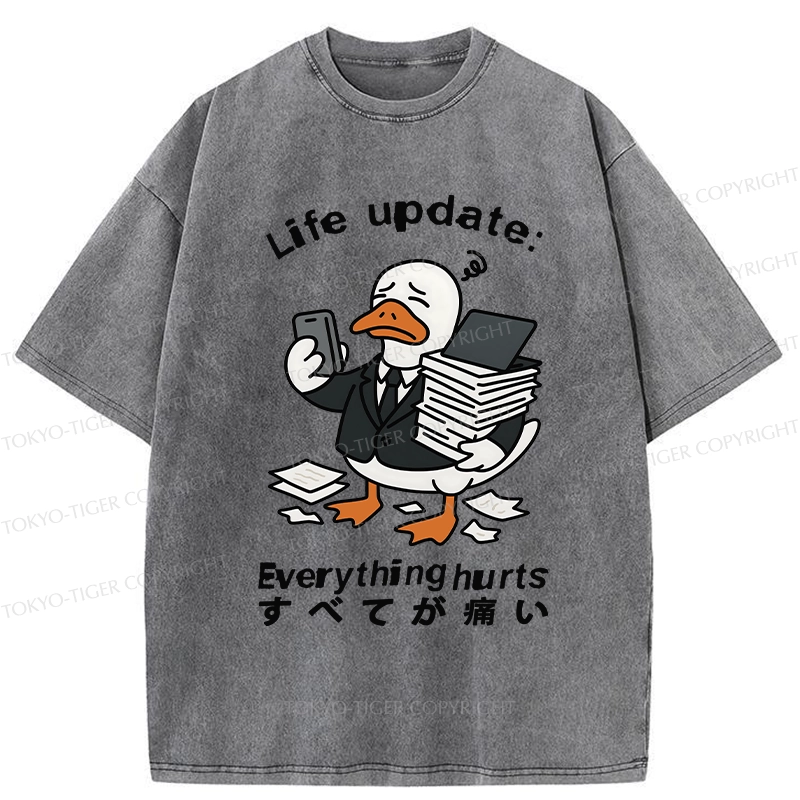 Tokyo-Tiger Life Update Everything Hurts Washed T-Shirt