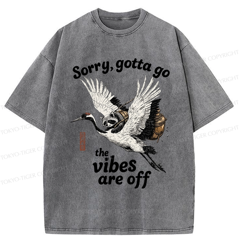 Tokyo-Tiger Raccoon Lying On The Red-Crowned Crane Washed T-Shirt
